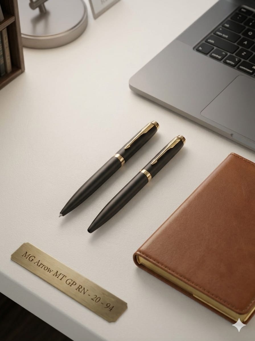 Personalized MG Arrow Matte Black & Gold Executive Rollerball Pen