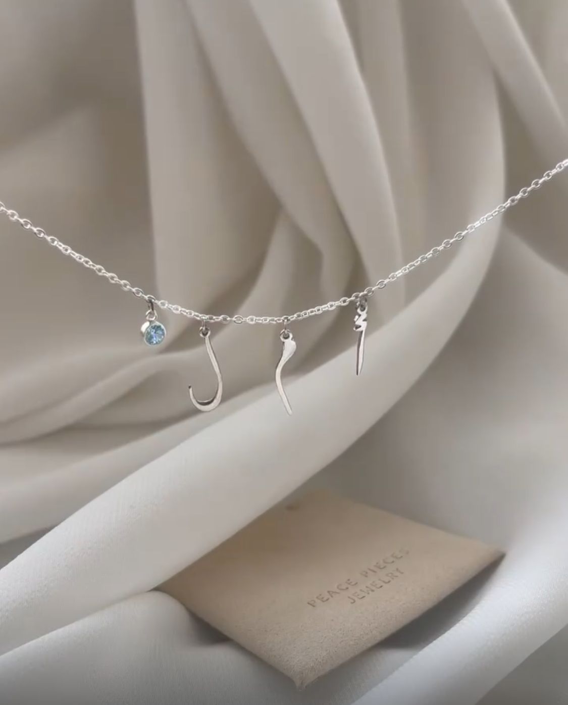 Personalized Arabic Letter Necklace – Diamond Drop | 22K Gold & 925 Silver Plated ( Hanging diamond charm (color and shape may vary)