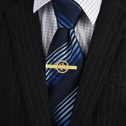 22K Gold-Plated Justice Emblem Combo – Tie Pin, Cufflinks & Brooch