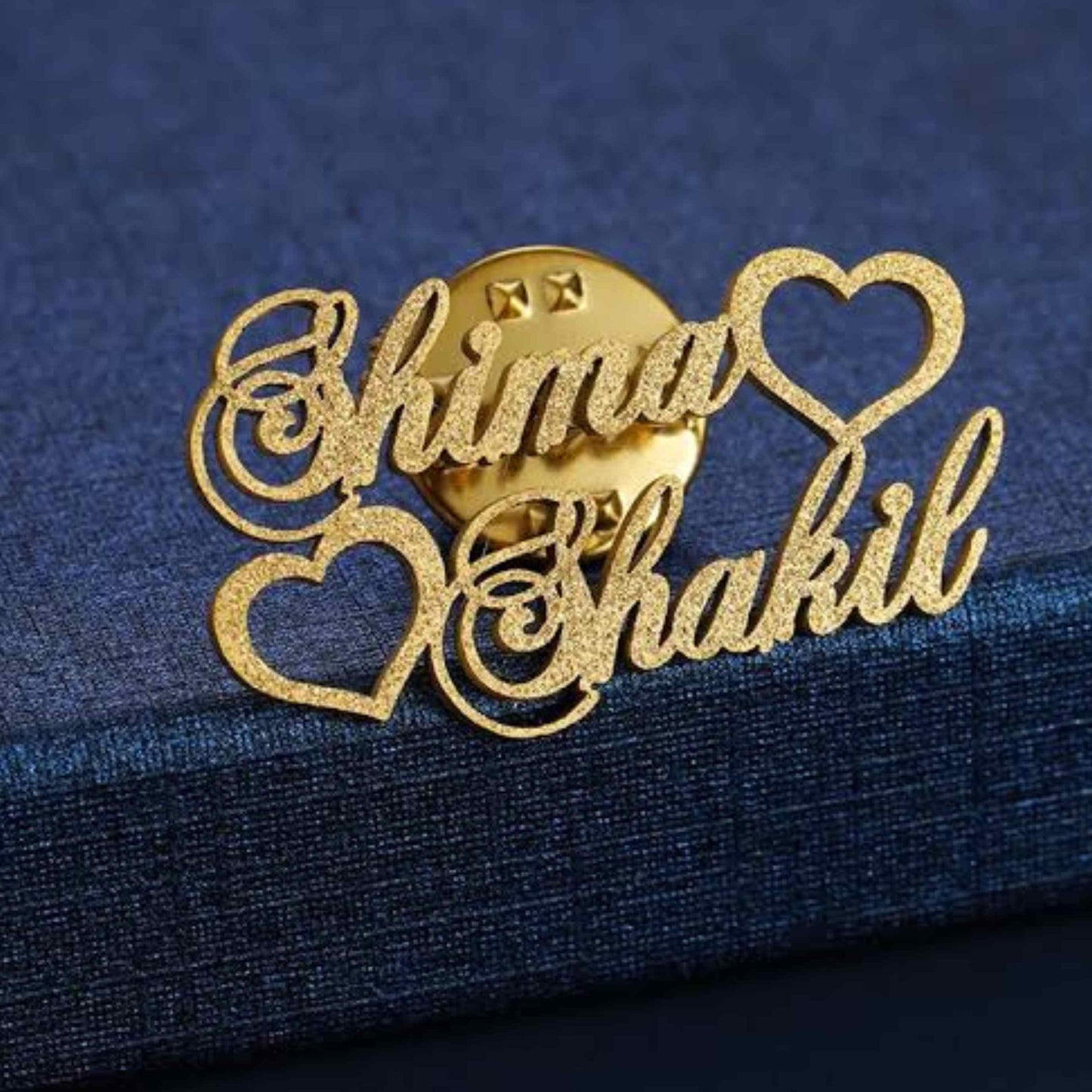 A Dazzling Union: Personalized Shimmer Couple Lapel Pin