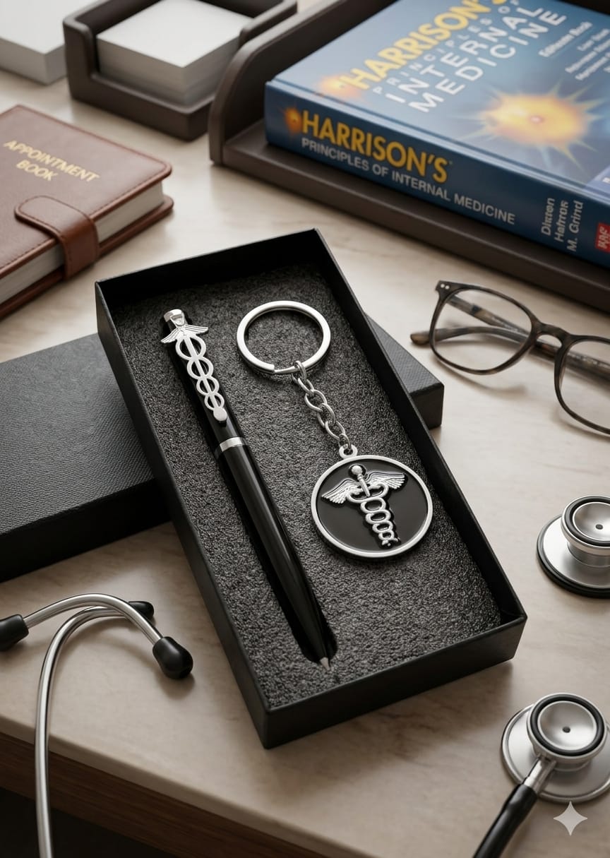 Personalized Medical Executive Gift Set – Custom Engraved Pen & Keychain Combo