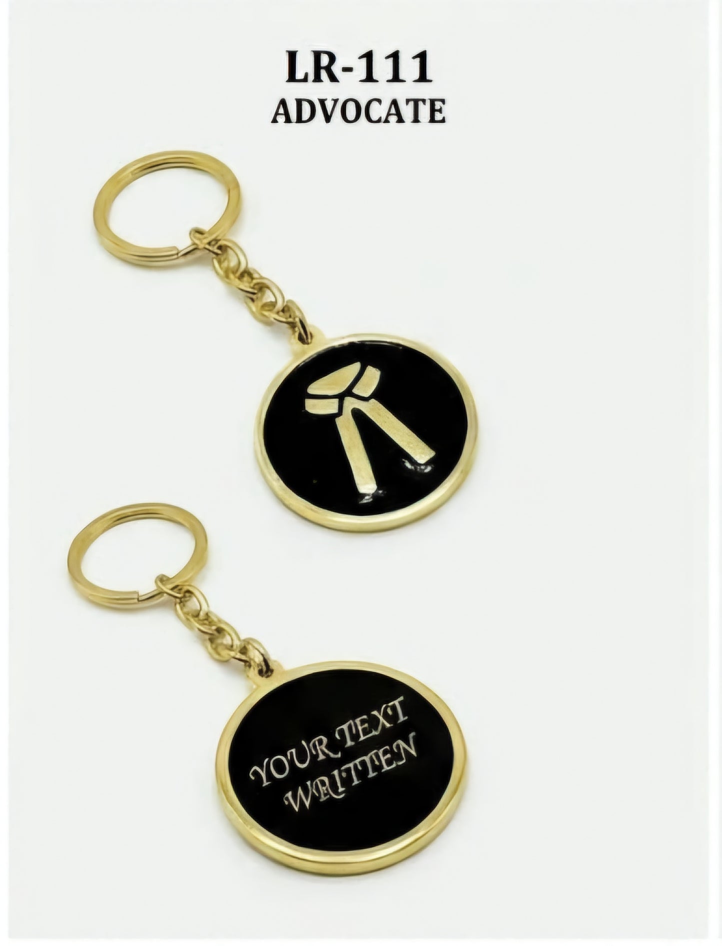 Personalized Advocate Law Legal Bands Gold & Black Metal Keychain
