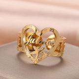 Adjustable Personalized Heart Name Ring – Custom Engraved with Anti-Tarnish Finish