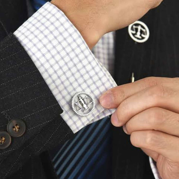 Symbol of Justice – Premium 22K Plated Coat Pin & Cufflinks for Legal Professionals