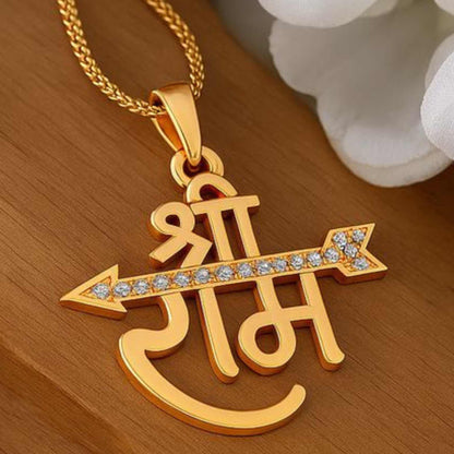 Shree Ram Name Chain – 22K Gold Plated & 925 Silver Plated | Hindu Religious Pendant